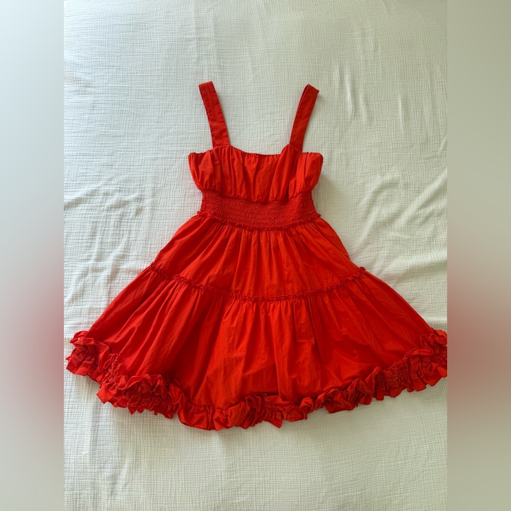Jason Wu Red Ruffle Hem Mini Dress
